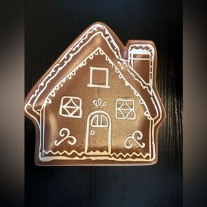 Merry Moments Gingerbread House Holiday Plate - Brown Stoneware